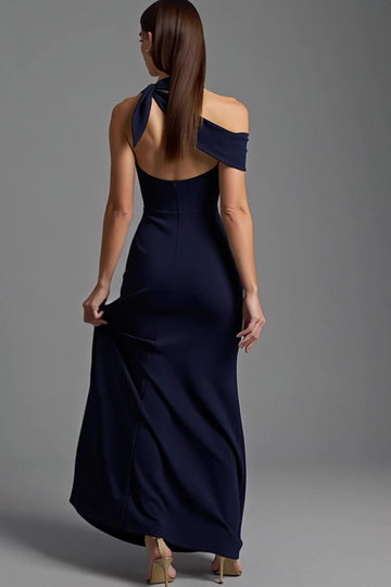 Asymmetrical Sheath Navy Formal Dress